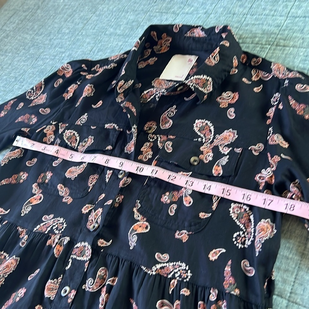 Paisley Print Cotton Blend Tiered Mini Boho Cottage Dress | S - Picture 4 of 10